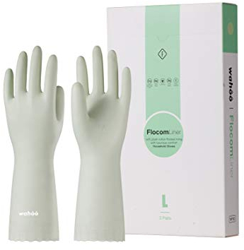 LANON wahoo 3 Paia Guanti Pulizia Casa, Guanti da Cucina per Lavastoviglie con Fodera in Cotone, Riutilizzabili, Impermeabile, Senza Latex, Ciano, S