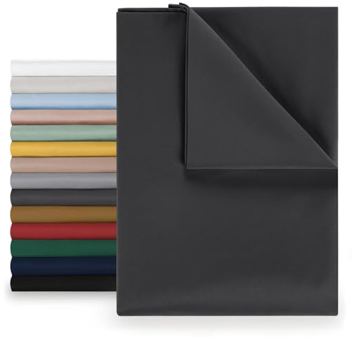 Blumtal Lenzuolo piatto per letto 90 x 190 e 200, facile da pulire, in microfibra, morbido senza elastico, antracite, 160 x 275 cm