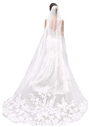 Baiyouli Brautschleier Lange Einschichtige Weiche Tüll Hochzeit Braut Schleier mit Kamm 3 Meter