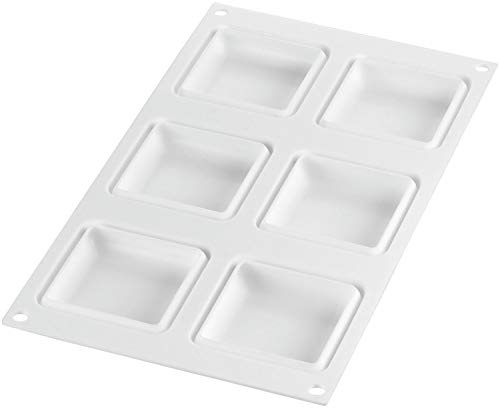 Silikomart Decor Square Moule à pâtisserie en silicone avec 6 cavités, chacun 6 x 7,6 x 1,5 cm