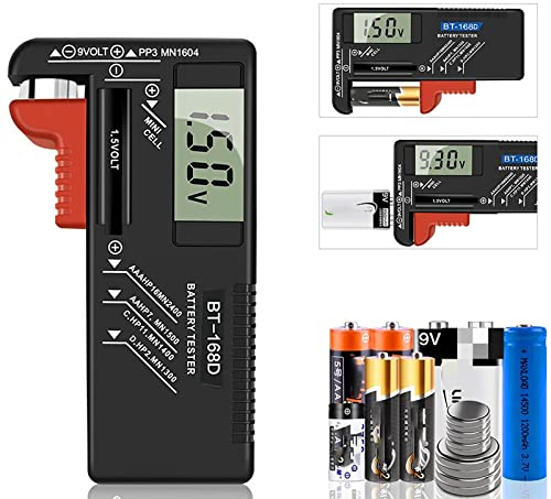 ZHITING Tester Batterie Digital,Digital Tester della Batteria di Volt Checker,Per AA, AAA, C, D, PP3, 9V, 1.5V, Batterie a Bottone