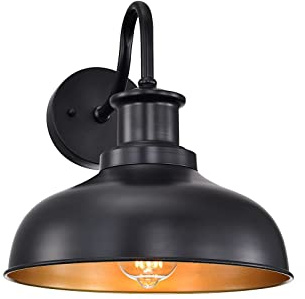 Diyel Outdoor Barn Light Outdoor Wall Sconce Farmhouse Rustic Exterior Wall Mount Lights Vintage Outside Lighting Fixture Industrial Black Lantern Works with Gooseneck Barn Porch Entryway Garage Shed