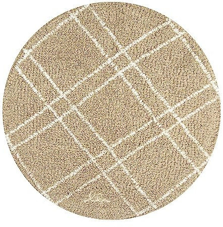 OLIVO.shop | LAKE 3 Badezimmerteppich rund | Badteppich rutschfest waschbar Badteppich saugfähig viele Farben und Größen (55 cm, Beige)