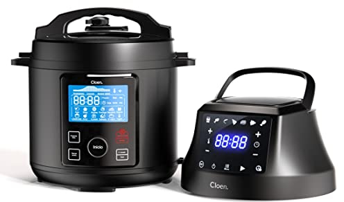 Robot de cocina 2 en 1, Olla programable Foodie Pot y Freidora sin aceite Foodie Fryer Lid, 9 electrodomésticos en 1, Capacidad 6L, 1300W, 3 niveles de potencia, 2 tapas programables.