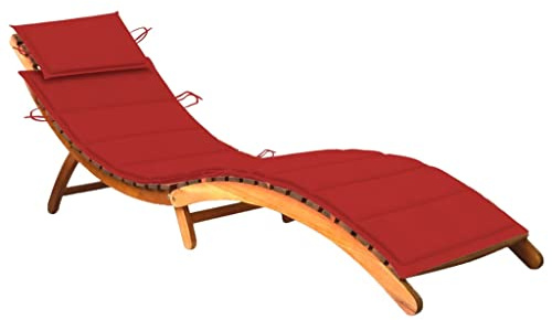 KTHLBRH 【Multifunktional】 Sonnenliege mit Auflage Outdoor-Liegestuhl, tragbare Garten-Sonnenliege für Terrasse, Deck und Pool,Akazie Massivholz