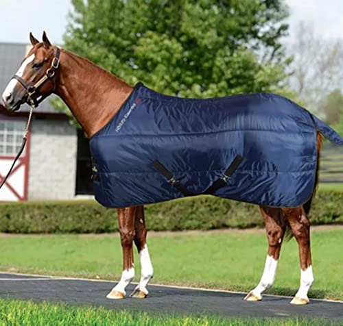 Horses, Stalldecke Esssential 250gr, Hervorragend Verarbeitete Decke, Nützlich zum Schutz des Pferdes vor Temperaturschwankungen und Insekten (120 cm, Blau/Bordeaux)