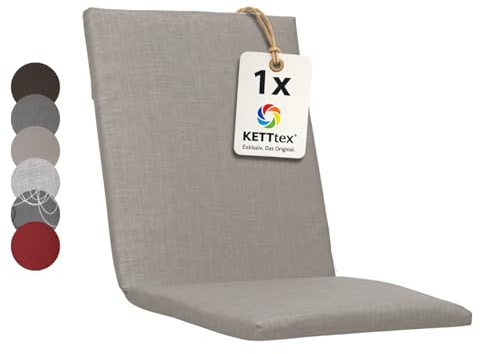 KETTtex EXKLUSIV Auflage Mittellehner Taupe I Gartenstuhl Polster 109x50x4cm I hochwertige und Pflegeleichte Sesselauflage I Wetter- und formbeständige Stuhlauflage I KTH2 Sitzauflage