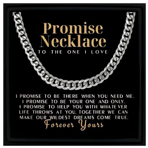 Gifted Happiness Promise Necklace for Him Mens Stainless Steel Chain Necklace for Boyfriend Romantic Jewellery Gift with Message Card Sentimental Birthday Present in Gift Box
