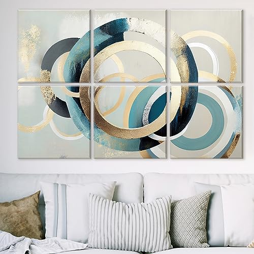 Kunst-Akustikplatten, 6 Stück, selbstklebend, große Wandkunst-Gemälde für Wanddekoration, schallabsorbierende Paneele für Aufnahmestudio, Wohnzimmer, Schlafzimmer, Büro, 183 x 122 cm (rund)