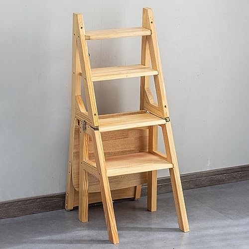 Scaletta Sedia A Pioli In Legno Massiccio, Sedia Con Scala Pieghevole In Legno Per Biblioteca, Sgabello Con Gradino Per Adulti/scala Con Gradini/sedia Da Banco, Sgabello Con Gradini In Legno Portatile