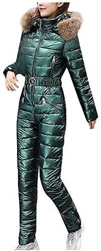 Skioverall Für Damen Wasserdicht - Schneeanzug Damen Einteilig Warm Skianzug Mit Kapuze Snowboardjacke Winter-Overall One Piece Ski-Suit Ski-Anzug Schnee Skifahren Sätze Outdoor Winddichte Jumpsuit