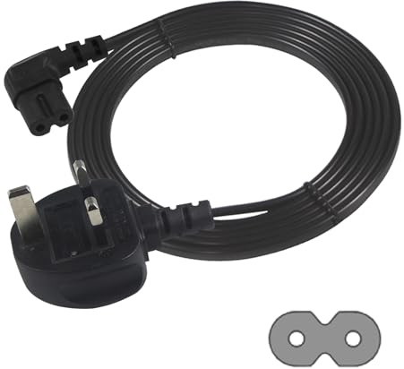 TV power cable - UK 3PIN Plug to Right Angled 90 Degree IEC C7 Figure 8 UK Plug mains Power Cable - Compatible for PS5, Xbox Series X, Smart LED Samsung LG Sony TV (Black 3M)