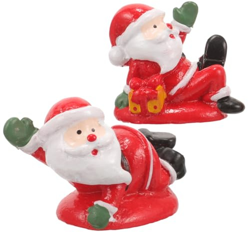 FRCOLOR 2Er Set Mini Weihnachtsmann Deko Resin Figur 1.57 Zoll Santa Claus Statue FüR Aquarium Tisch Desktop Harz Weihnachtsdeko Geschenk