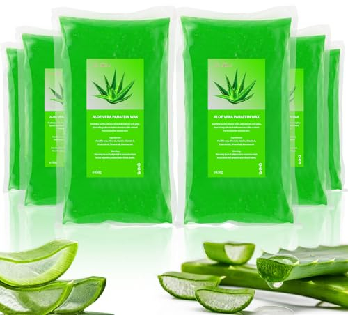 YAOBLUESEA 6 Pack Paraffinwachs, 2700g Aloe Vera Nachfüllung Paraffinwachs Blöcke für Paraffinbad Hände und Füße, Lindert Muskelermüdung, Spendet Feuchtigkeit und Nährt