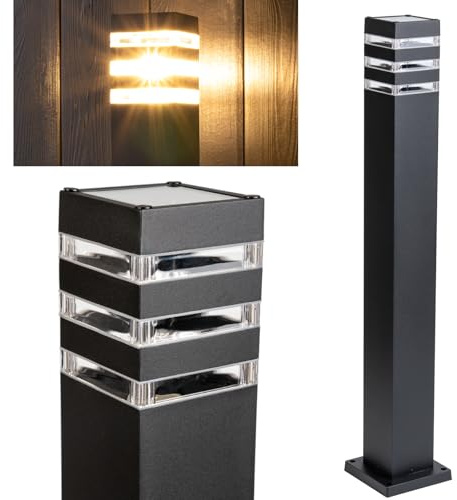 Lumiled Wegeleuchte Außen Pollerleuchte 80 cm E27 IP44 Aluminium Schwarz