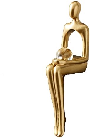 Esculturas Estatuas Pensador Abstracto Esculturas en Oro Pensador Moderno Estatua de Resina Decoración Sala de Estar El Silencio Moderno es Oro Estatua de Pensamiento