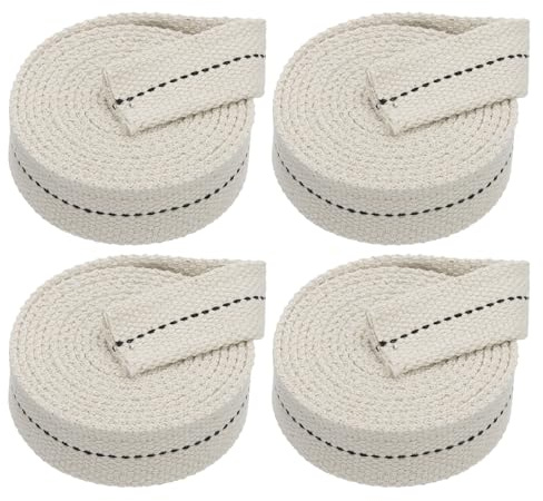 PATIKIL 1 Wide 6 Feet 100% Cotton Flat Wick, 4 Rolls Oil Lamp Wicks with Black Stitch for Kerosene Lamp Lantern Oil Burner