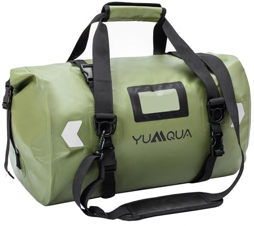 YUMQUA wasserdichte Duffle Bag, große Wasserfeste Tasche für Motorrad Boote | 40L/55L, 500D PVC Roll Top wasserdichte Duffle Tasche mit Schultergurt, für Bootfahren/Kajak/Paddle Board/Angeln/Camping