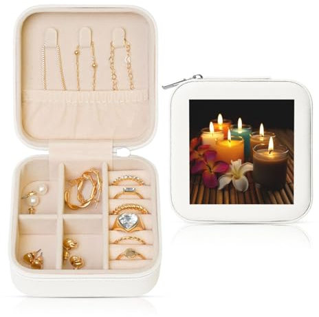 AMREWQYL organizzatore di gioielli quadrato stampato luminoso aromatico mini organizzatore portagioie rotondo