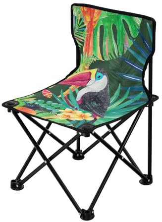 Tragbare, robuste Campingstühle mit tropischem Dschungelpapagei. Ultraleichte, tragbare Strandstühle für unterwegs, inklusive Tragetasche, Wanderstühle, Rucksackreisen, ultraleicht für Konzertlager