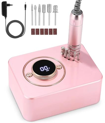 Taladro eléctrico para uñas, máquina de manicura profesional de 35000 RPM, juego de lijadora de uñas con seis bandas de lijado y brocas, equipo portátil para pulido de uñas para uso doméstico