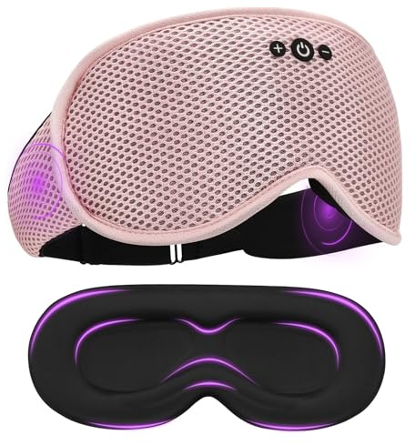 Mixiba Sleep Mask with Bluetooth Headphones, Removable 3D Contoured Cup, Wireless Eye Mask for Sleep, Sleeping Headphones with Thin Stereo Speakers for Men, Women, Travel, Relaxation - Pink