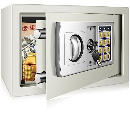 Digital Safe Box Fireproof Waterproof Safety Electronic Security Steel Money Cash Home Office Digital Safe 8.5L White