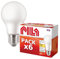 PILA Paquet de 6 ampoules LED, culot Fat (E27), 8 W (= 60 W à incandescence), 806 lumens, non dimmable, lumière blanche chaude (2700 K), CRI80, durée de vie de 15 000 h