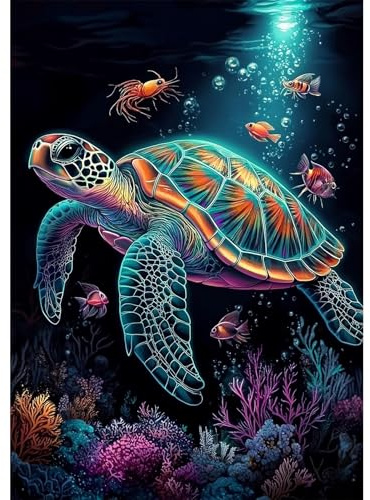 NEWENMO 5D Encantadora Tortuga Diamond Painting Adultos Pintura de Diamante | Animales Kit Completo Pintura de Diamante,DIY Diamond Art Kits,Dibujo de Diamantes para Decoración Hogar y Oficina 30x40cm