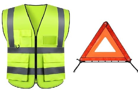 Anlising 2 in 1 Triangolo Auto Kit, Pieghevole Triangolo Emergenza Auto, Gilet Catarifrangente Auto, Sicurezza Giubbotto Triangolo, Auto Avvertimento Kit, Triangolo Auto, per Auto, Camper, Moto,Camion