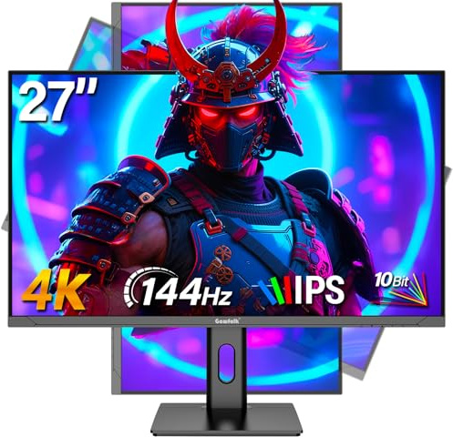 Gawfolk Monitor de juegos 4K de 27 pulgadas, IPS, UHD 3840 x 2160p, 144 Hz, pantalla IPS para el hogar y la oficina, HDMI, DisplayPort, compatible con montaje en pared