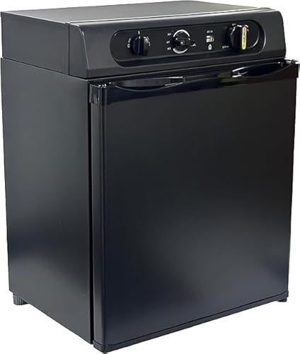 Shield Autocare Cool Mate 3 Way Absorption Campervan & Caravan Fridge Freezer 12v / 240v / Gas Electric (Black + Flue Kit, 60 Litre)