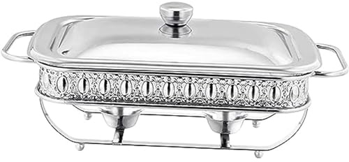MYUYEE 1.5L Rectangular Stainless Steel Chafing Dish Buffet Set Catering Food Warmer for Parties Weddings Birthdays Space-Saving Storage Easy Maintenance Keeps,Silver