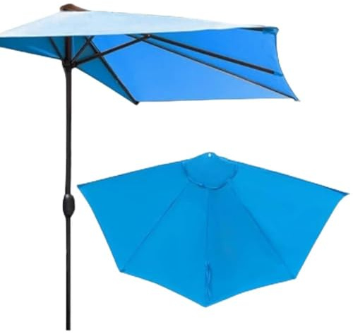 Half Umbrella Replacement Cover 270cm for Garden Canopy, UV Protection Waterproof Fabric, 5 Ribs Half-Round Market Umbrella