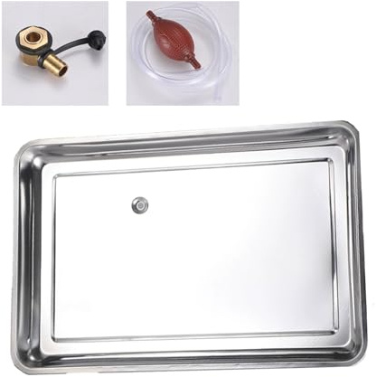 LUNAIZHUO Vaschetta di Raccolta Dell'olio in Acciaio Inossidabile, Resistente Vaschetta di Raccolta Dell'olio con Scarico dell'Acqua, per Uso Interno ed Esterno(40x60x5cm/16x24x2in)