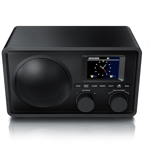 CSL - DAB+ Radio mit TFT Display - Bluetooth DAB Plus Radiowecker – DAB DAB+ FM-Radio – 40 Speicherplätze – Automatischer und manueller Suchlauf – Equalizer – USB-Datenport – AUX in