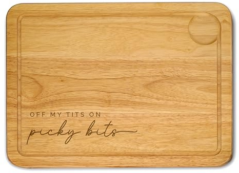 Funny Snack Board Picky Bits Wooden Chopping Board, Cheese & Charcuterie Gift, Humorous Kitchen Board for Food Lovers (Script Font, Large)