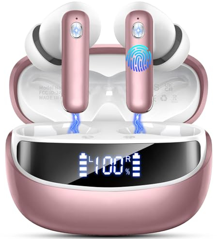 Nerunsa Bluetooth Kopfhörer Sport, Kopfhörer Kabellos Bluetooth, 50 Std Spielzeit In Ear Kopfhörer mit ENC Noise Cancelling Mics, IP7 Wasserdicht Kabellose Kopfhörer