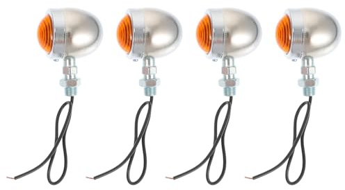 ibasenice Intermitentes para Motocicleta Retro de Metal Plateado 4 Piezas 12v Luces de Señalización Accesorios para Moto