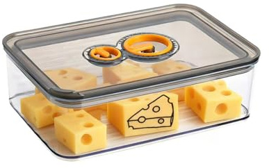 Hynorian Boîte Fromage Frigo 1250 ml avec Couvercle et Indicateur de Date – Récipient Empilable Transparent avec Joint d’Étanchéité pour Charcuterie, Jambon et Fromage – Gris