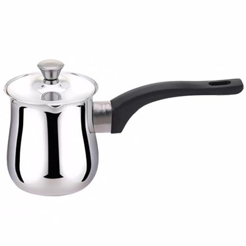 Turkish Coffee Pot, 180ml Stainless Steel Pot with Anti-Scalding Handle, Easy to Use with Lid for Milk, Chocolate, Butter, or Coffee