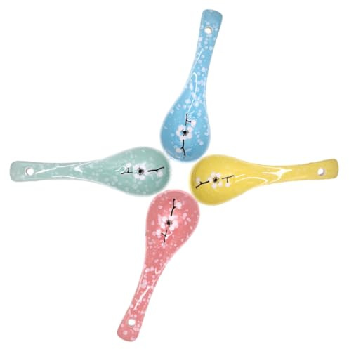 OATIPHO Cucchiai da Zuppa in Ceramica Multicolore Set da 4, Design Ergonomico, Leggeri e Resistenti, per Colazione, Dessert e Porridge, Adatti per Uso Domestico e Colore Colore Casuale