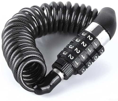 Candado de bicicleta de combinación de 4 dígitos, cable de 1,5 m, aleación de zinc, antirrobo, seguridad para casco de bicicleta, equipaje de rueda de sillín, cubierta de PVC suave portátil