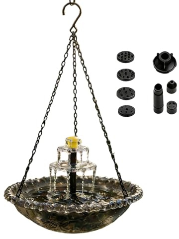 Bagno per Uccelli Solare Decorativa con Pompa E Spruzzatore | Fontana Bagno Per Uccelli Solare per Attirare e Fringuelli, Arredo Esterno per Giardino Laghetto