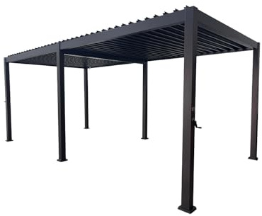 Pergola bioclimatica Atena in alluminio antracite con apertura a manovella 3x6 m