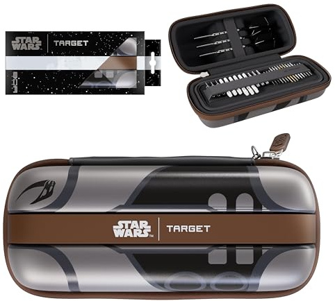 Target Darts Star Wars Mandalorian Boa Cartera | Premium Disney Dardos Estuche con Personaje Design, Swiss Punto Tip Almacenamiento, Rigid Outer Shell y Organizado Accesorios Holder