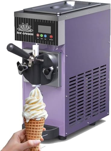 4-5 kg/h kommersiell mjukglassmaskin för bänkskiva, mjukglassmaskin, med förkylning, automatisk rengöring, LCD-panel för mjukglass, grädde, för restauranger och butiker Purple