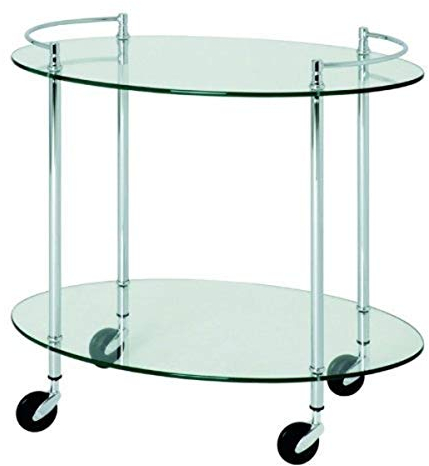 HAKU Möbel Servierwagen Chrom, Metall, Sicherheitsglas 8 mm - Maße: B 68 cm x H 63 cm x T 46 cm, Style: Contemporary