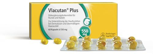 VIACUTAN® Plus | 40 Kapseln | Diätergänzungsfuttermittel für Hunde und Katzen | Zur Unterstützung der Hautfunktion bei Dermatosen und übermäßigem Haarausfall