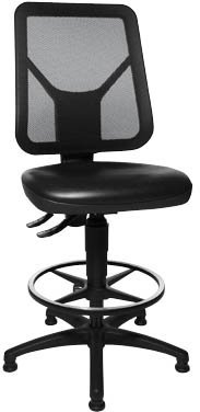 Arbeitsdrehstuhl Tec 80 schwarz mit Fußring und Bodengleiter